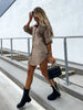 Women's Long Sleeve Button Down Shirt Dress with Turn Up Cuffs, Casual Loose Fit Midi Shirt Dress for Daily Wear