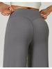 High Waisted Wide Leg Yoga Pants Women Butt Lift Coffee Brown Workout Trousers Flare Leggings Tummy Control Gym Fitness Wear