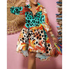 Women Sexy Printed Shirt Dresses Chic V Neck Loose Long Sleeve Dress Causal Vacation Female Mini Vestidos Robe Clothing