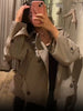 Plaid Cropped Trench Coat Women Chic Lapel Double Breasted Belted Waist Tie Long Sleeve Jacket Fall Windbreaker Outerwear