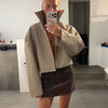 Casual Pu Leather Women's Jacket Chic Solid Long Sleeve Stand Collar Female Outwear Autumn Winter Street Short Lady Jacket