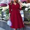 Women's V-neck Strap Waist Dress Mid-sleeve Women's Dress Temperament Commuter Women's Dress