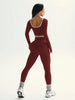 Women's Fall/Winter Round Neck Long Sleeve Yoga Top Outdoor Sports Fitness Yoga Pants