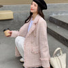 Elegant Plaid Women Blazer French Small Fragrance Raw Edges Tassel Suit Jacket Button Loose Casual Aesthetic Female Coat