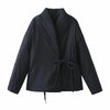 Upgraded Thick Wrap Front Tie Padded Jacket Kimono Style Collar Long Sleeve Loose Warm Daily Women Coat Winter Cotton Coats