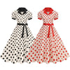 Polka Dot 50s 60s Vintage Dress Women Elegant Belted Robe Women Retro Rockabilly Prom Wedding Party Princess Dress
