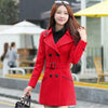 Autumn Winter Women Wool Coat Ladies Woolen Long Coat Female Slim-fit Double-Breasted Jacket with Belt S-3XL