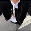 Solid Velvet Women's Jacket Stand Collar Long Sleeve Waist Cinching Coat Chic Spring Autumn Evening Street Wear