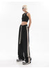 Plus Size Striped Streetwear Baggy Straight Trousers Joggers Sweatpants Hip Hop Women Elastic High Waist Wide Leg Sports Pants