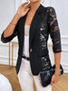 Elegant Single Button Lace Spliced Suit Collar Jacket For Women Half Sleeved Lace Hollow Out Slim White Black Lightweight Coat
