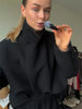 Stand Collar Cropped Blazer Single Breasted Pocket Loose Short Suit Jacket Women Minimalist Casual Crop Suit Outerwear