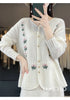 Autumn Winter Round Neck Embroidery Comfortable Ladies Sweater Coat Elegant Women Knitted Cardigan Sweater Jacket