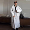 Women's Long Jackets Detachable Shawl Lace Up Waist Cinching Padded Coats Winter Lady Full Sleeve Solid Loose Coat Outerwear