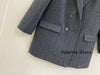 Woman 2025FW Grey Herringbone Wool Blazer Lapel Collar with Letters Embroidered Front Buttons Sides Pockets Long Sleeved Suits