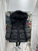 Lagabogy Winter Women's Medium-Length White Duck Down Jacket Female Thick Waist-Fitted Puffer Coat Large Real Raccoon Fur