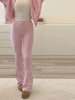 Solid Color Jacket Flared Trousers Woman Set Round Neck Zipper Jackets High Waist Long Pants Casual Versatile Women's Sets