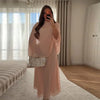 Minimalist Pink Chiffon Stand Collar Dresses Women Slim Fit Layered Shawl Sleeve Vestido Summer Beach Vacation Daily Gown