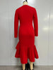 Elegant Church Dresses Long Sleeves Mermaid Ruffles for Women Office Ladies Work Business Party Autumn African