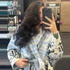 Jacquard Fringe Belted Wrap Knit Cardigan Lapel All Over Pattern Raw Fringe Autumn Winter Commute Lady Women Casual Coat