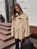 Solid Stand Collar Trench Short Coats Button Long Sleeve Pocket Zipper Windbreaker Lady High Street Outerwear