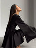 Elegant Party Satin Flare Long Sleeve Dress Women's Sexy Deep V Neck Solid Color Higt Waist Dresses Autumn short skirts