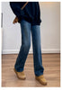 Winter Thickened Women's Mink Velvet Jeans Loose Straight Warm Soft Fleece Elastic High Waist Female Pants Black Blue