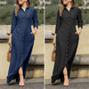 Spring Elegant Women's Denim Dress Casual Long Sleeve Buttons Shirt Maxi Dresses For Women Robe Femal Office Clothing