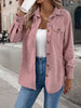 Autumn Winter Casual Single Breasted Pocket Jacket Solid Color Long Sleeve Corduroy Coats for Women Khaki Pink Red