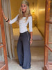 High Waist Single Breasted Women Pants White Double Layer Solid Long Trousers Autumn Loose Casual Outdoor Streetwear