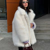 Thick Cotton Winter Fur Coat Women Suit Collar White Medium Long Fox Fur Overcoat Fury Plush Jacket