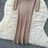 Vestidos Para Mujer Solid Half High Collar Autumn Winter Solid Woman Dresses Korean Sweater Elegant Long Dress