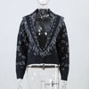 Geometric Printed Knitted Jackets For Women Autumn Long Sleeve Sweater Coats Single Breasted Lady Street Chic Tops