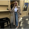 Women Lace Up Shawl Sleeve Windbreaker Solid Lapel Single Breasted Loose Trench Coat Autumn Lady Commuter Outwear
