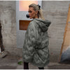 Solid Hooded Quilted Padded Coats Women's Drawstring Zipper Pockets Stand Collar Thicken Jackets Ladies Winter Outwear