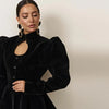 Elegant Black Women's Jacket Stand Collar Hollow Out Full Sleeve Waist-Closed Lady Coats Spring Chic Female Streetwear