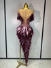 Women Sexy Mesh See Through Diamonds Bodycon Dress Birthday Evening Party Costume Bar Nightclub Stage Performance Outfit