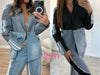 Autumn Korean-style Women's Denim Patchwork Notched Single-button Design Suits High Street Casual Blazers