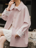 Women Mid Long Windbreaker Autumn Trench Coat Raglan Sleeve Lace Korean Style Ladies Outer Coat