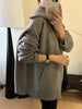 Double Zipper Turn-Down Collar Knitted Cardigan coat for women chic Thickened Loose lapel sweater jackets 26D5571