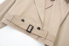 Women Belt Cropped Trench Spring Jacket Vintage Streetwear Double Breasted Long Sleeve Top Female Coat Outfits