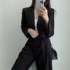 Suit Coat 2 Piece Set Women Blazer Jacket Straight Pants Ensemble Single Breasted Turn Down Collar Trousers Office Lady Outfits