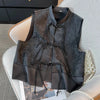Chinese Style Black Women Loose Fit Vest Coat Spring Autumn Female Jacquard Camisole Ladies Cardigan Waistcoat Jacket