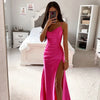 Women's Spring Bra Shrink Pleated Split Satin Dress Sexy Slim Fit Wrap Hip Dress