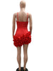 Beautiful Red Ruffle Mini Dress Women Evening Dress Glam Straps Fitted Chirstmas Cocktail Dress Year Robes