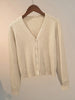 Sweater Knitted Cardigan Button Jacket Spring Autumn V-neck Long Sleeve Casual Short Tops For Women Sweater Grey White