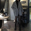 Houndstooth Faux Wool Jacket Women Korean Loose Elegant Double Breasted Suit Overcoat Winter Thick Warm Blend Outerwear