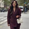 Women's Red Blazers Office Wear Woman Elegant Burgundy Fitted Outerwears Chic Suit Jacket Women's Blazer