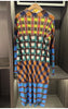 Color-blocking Printed Round Neck Pullover Women's Dress Casual Long Sleeve Mid-length Dresses 2DB4686