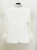 High Street Designer Jacket Women's Ostrich Real Feather Embellished Diamonds Shawl Collar Blazer