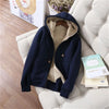 Sports Leisure Set Women's Zipper Solid Coat Women's Autumn/Winter Korean Edition Student Plush Thickened Hoodie Set